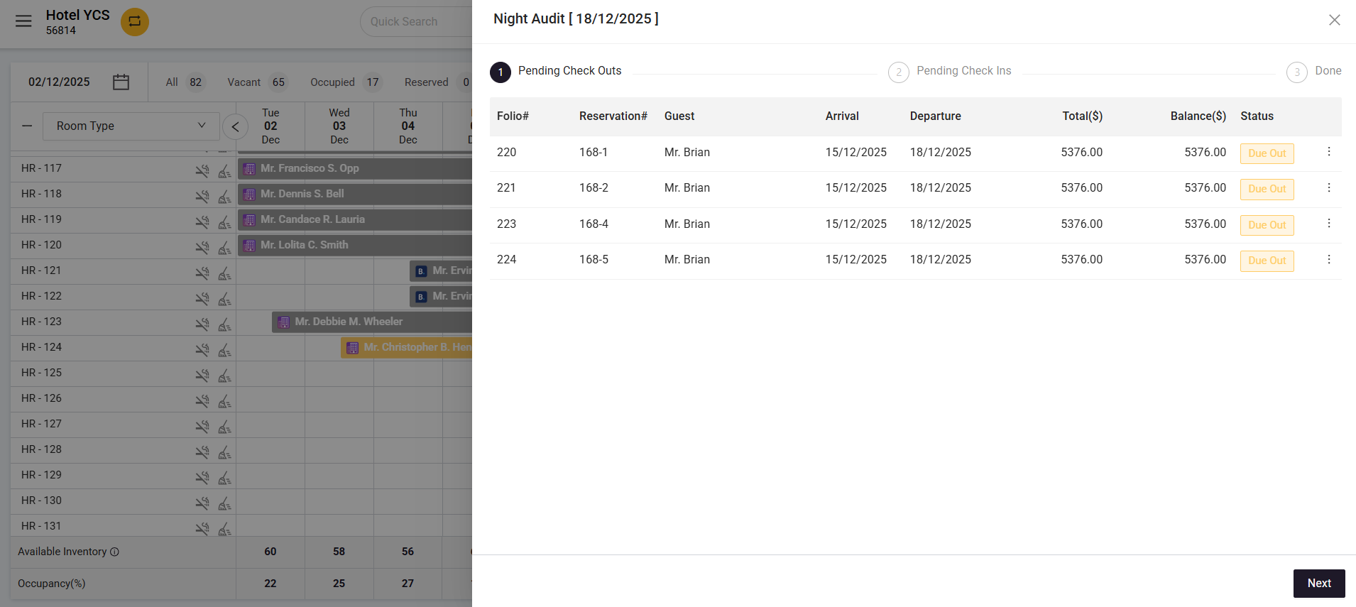 Step 1 – Pending Check Outs