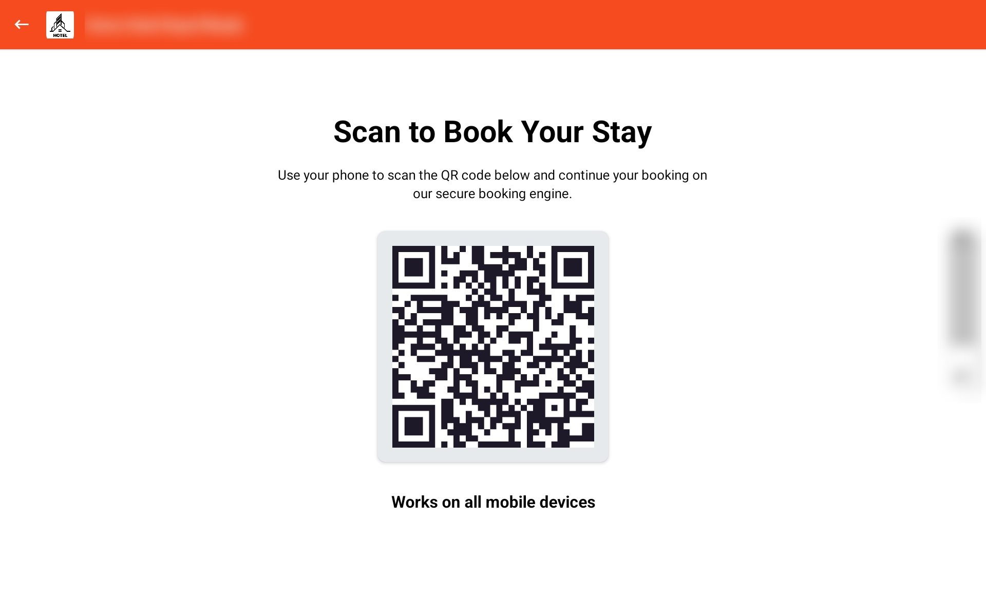 Tab view — Scan the QR Code for walk-in