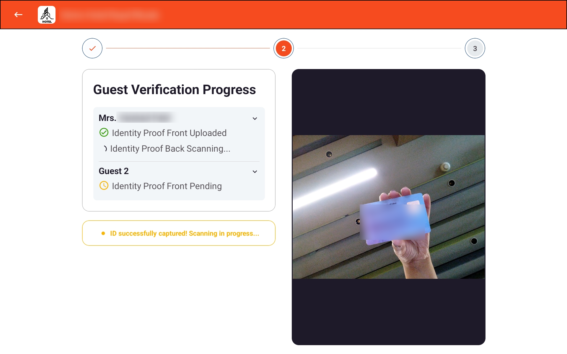 Tab view — Scanning the back of the ID