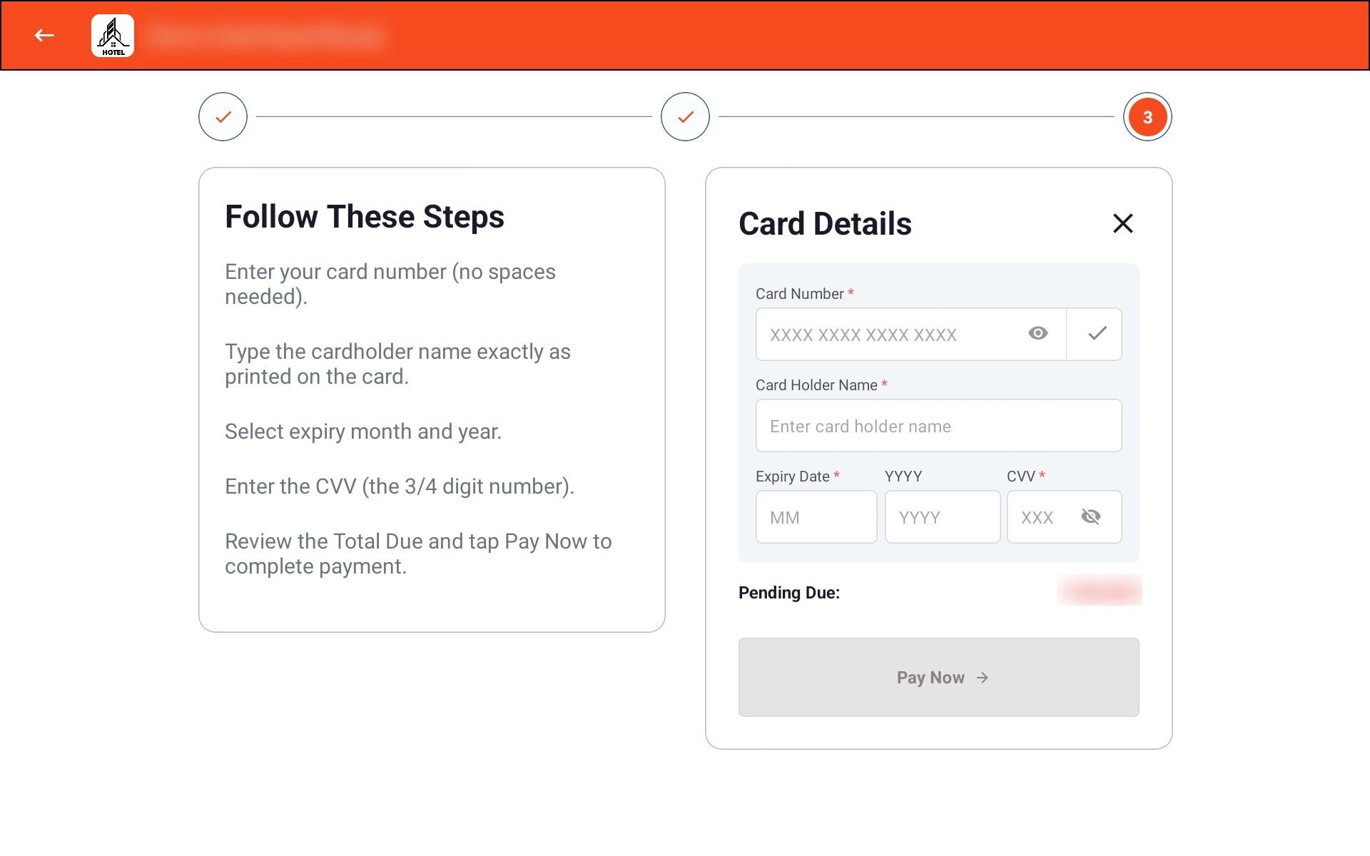 Tab view — Adding a new card