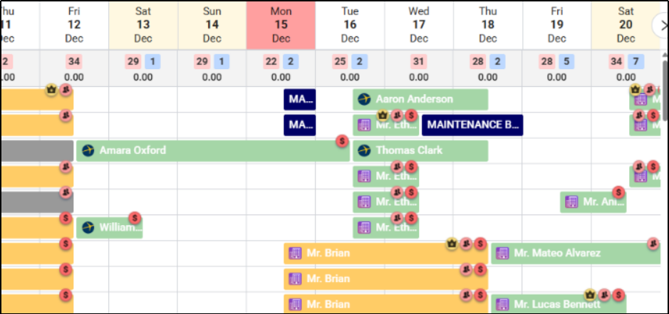 Image  Previous Reservation Bar (all icons always visible)