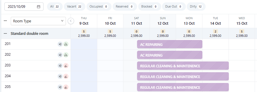 Image  New Maintenance Block (diagonal stripes + reason text)