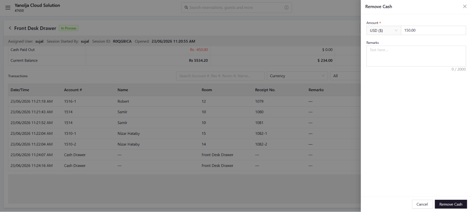 Remove Cash panel