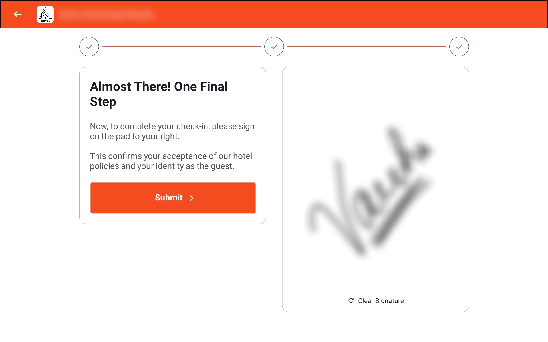 Tab view — Digital Signature screen