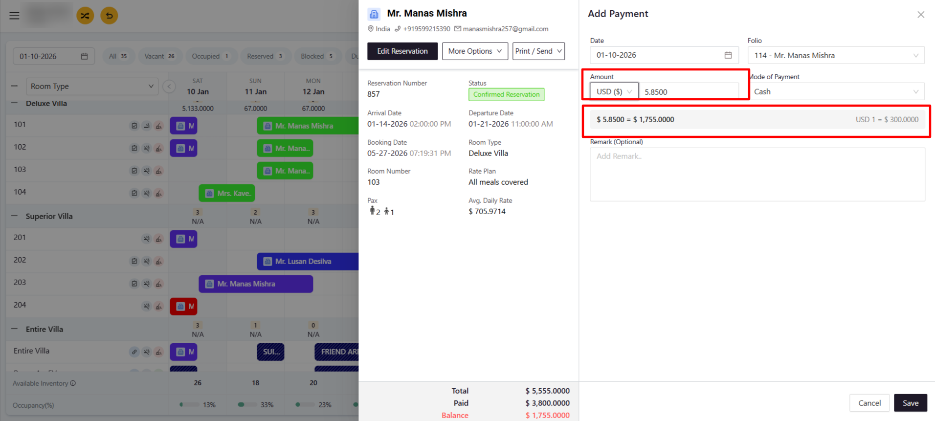Live Exchange Rate Conversion Bar — Add Payment screen