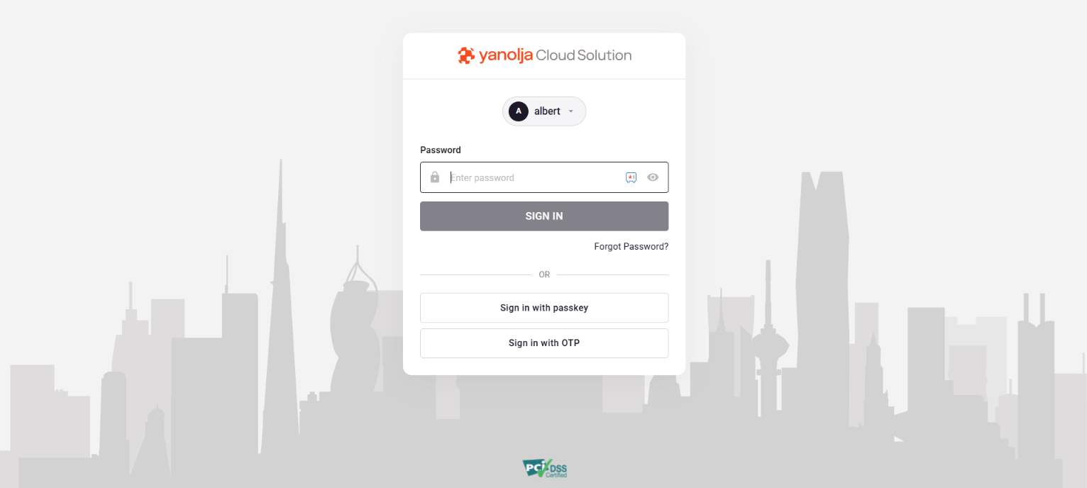 Sign in screen showing the Sign in with passkey and Sign in with OTP options