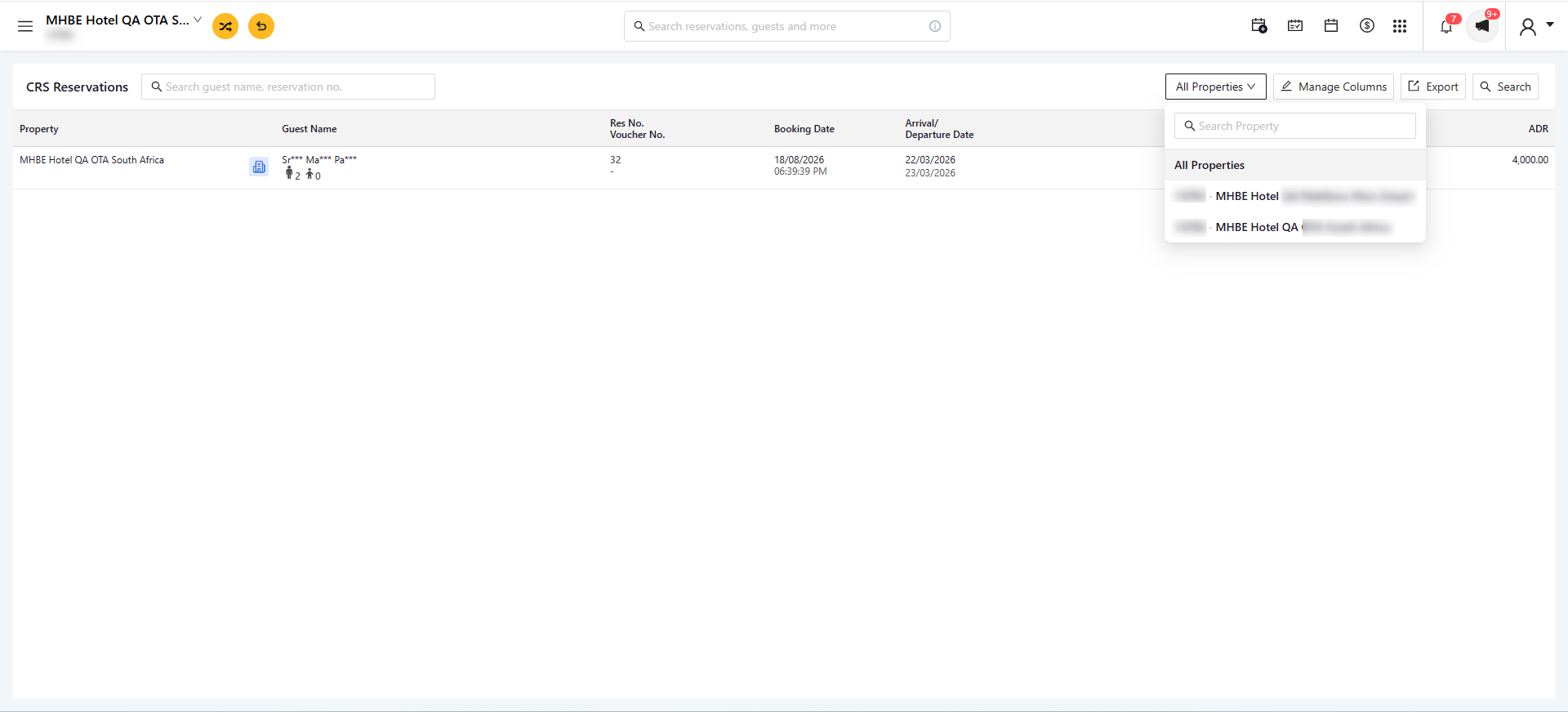 Property selector showing individual and group-wide options